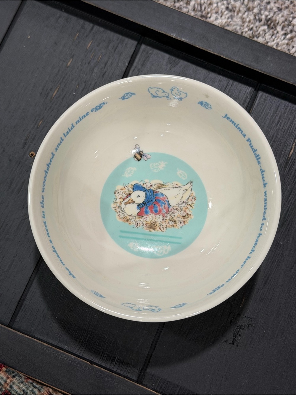 Wedgwood Cream and Light Blue Jemima Puddle-duck Ceramic Bowl
